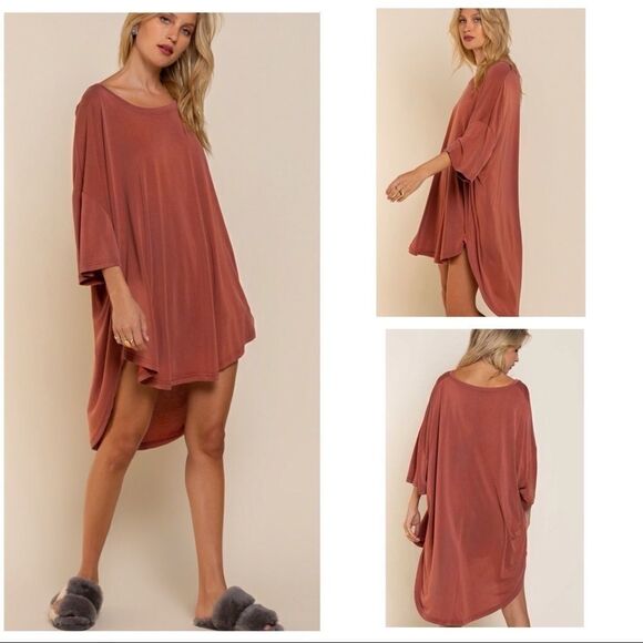 𝅺high Low Tunic In Brick - Picture 2 of 10